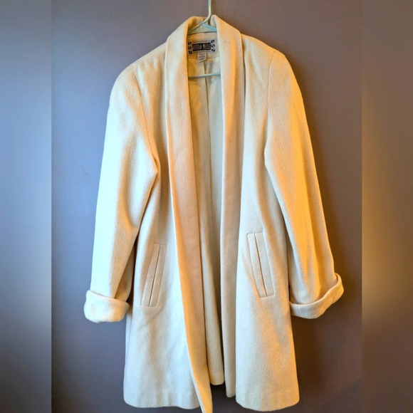 Otello Pelle Vintage Wool Blend White Coat 16/18 - Picture 1 of 15